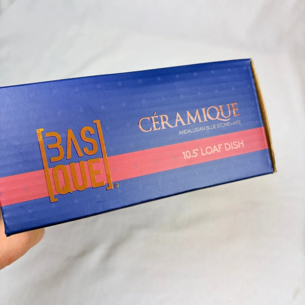 Basque Andalusian Blue Stoneware 10.5 Loaf Dish Ceramique  Glaze Pan New w/ Box